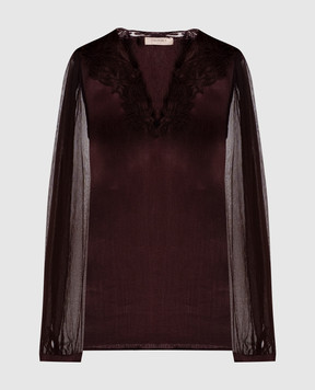 Twinset Коричнева блуза з логотипом 252TT2243