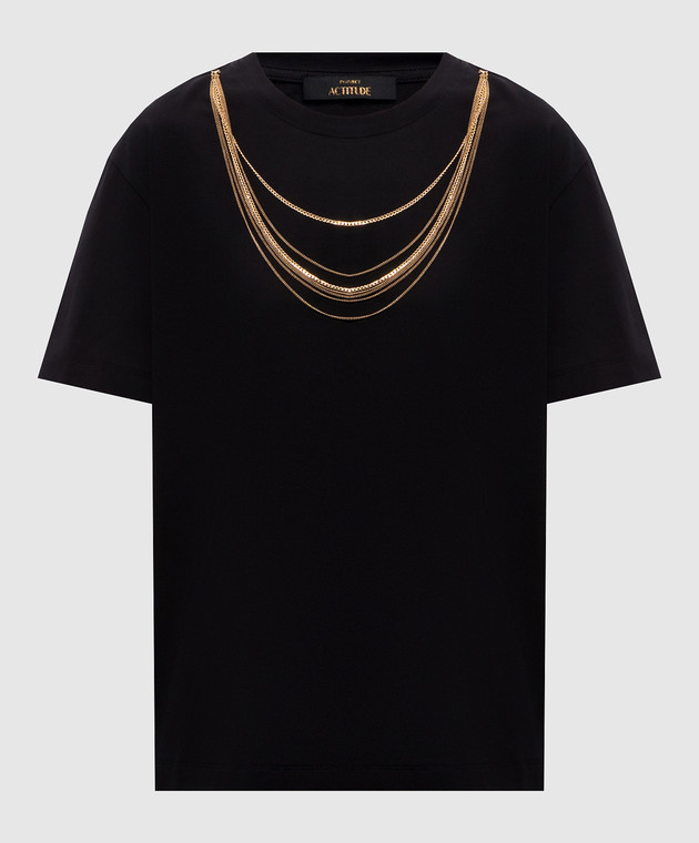 Twinset Чорна футболка з ланцюжками 262AP2460