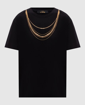 Twinset Черная футболка с цепочками 262AP2460