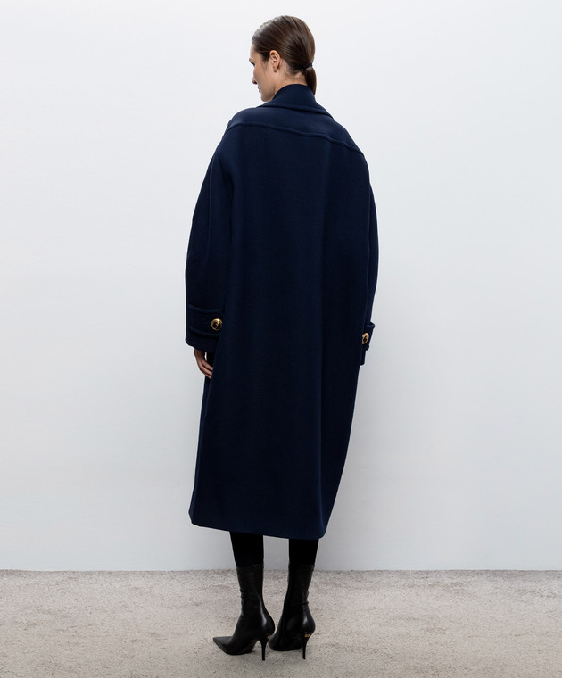Balenciaga Голубое двубортное пальто из шерсти 872232TUU16 изображение 3