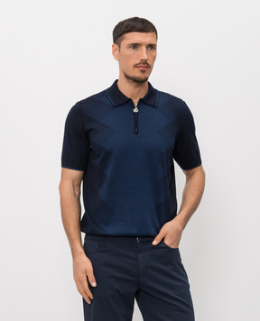 Stefano Ricci Синє поло з шовком K818114P31F26280