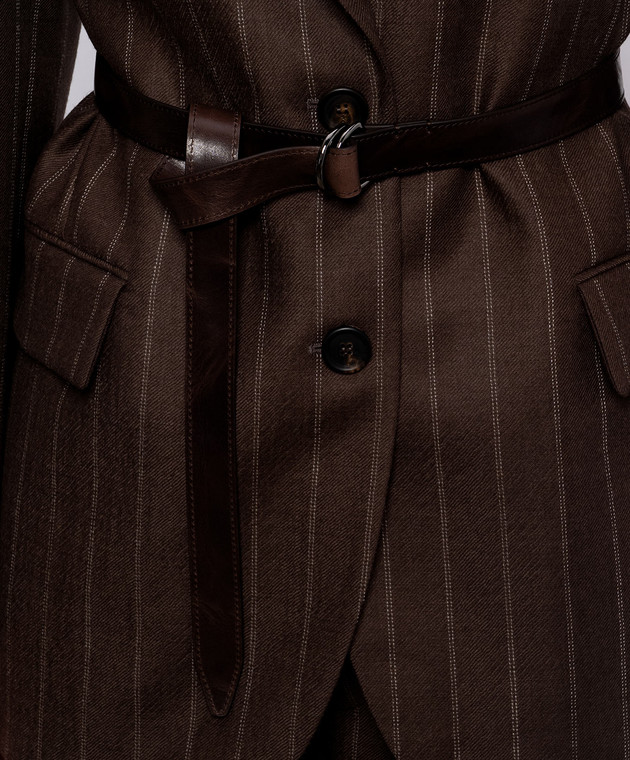 Brunello Cucinelli Коричневий жакет з вовни в смужку MG5547438P зображення 5