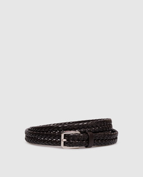 Tom Ford Темно-коричневый кожаный пояс с плетением TB332ICL122Y