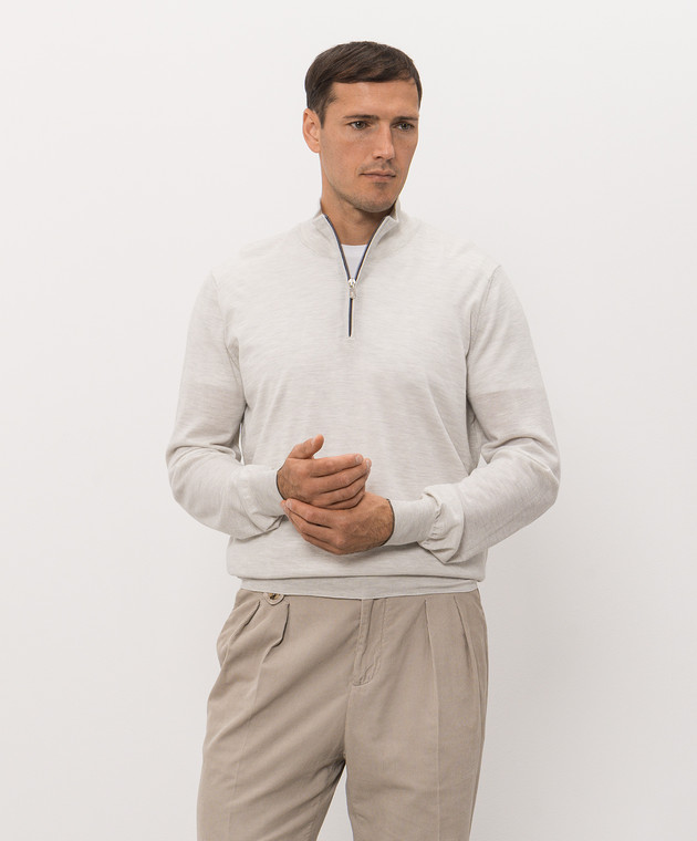Brunello Cucinelli Меланжевый джемпер серого цвета M2400124 изображение 3