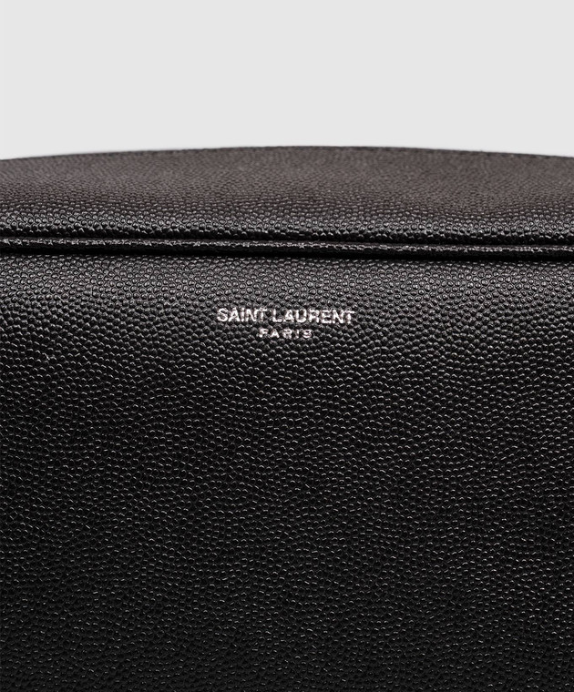 Saint Laurent Чорний шкіряний несесер з принтом логотипа 6093471GF0N зображення 3