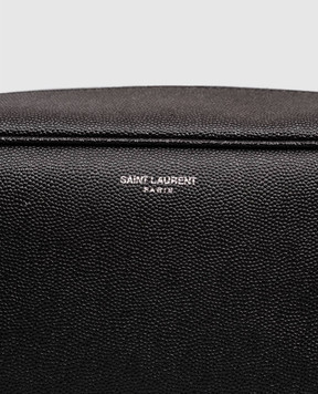 Saint Laurent Чорний шкіряний несесер з принтом логотипа 6093471GF0N