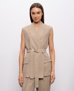 Brunello Cucinelli Бежевый жилет на запах со льном MH1267754