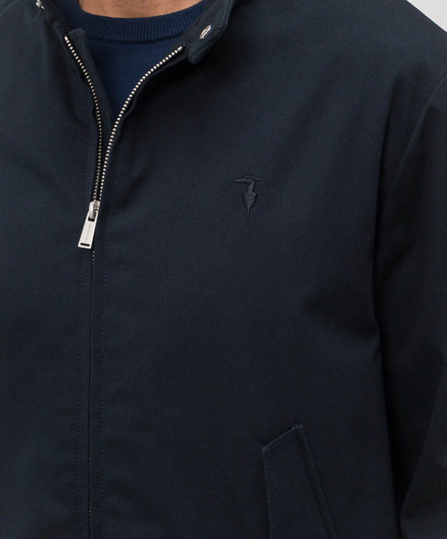 Trussardi Синяя куртка с вышивкой эмблемы R027M000051NMC408T49 изображение 5