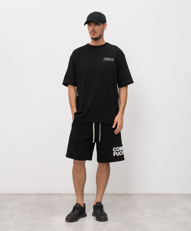 Comme des Fuckdown Чорна футболка з принтом FMS6CFABM01998 зображення 2