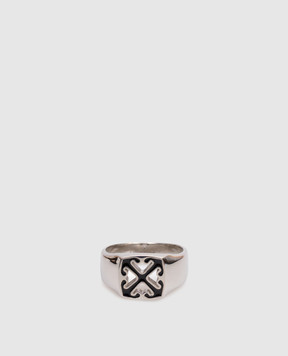 Off-White Срібляста каблучка з емблемою Arrow OMOC078C99MET001