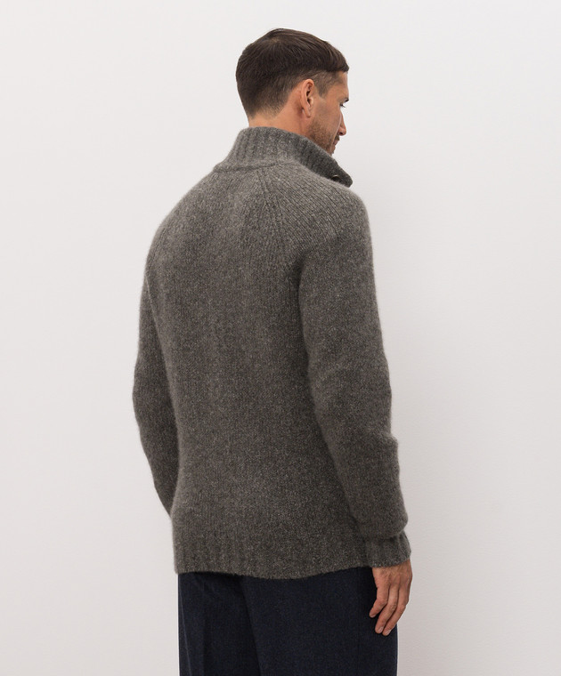 Brunello Cucinelli Серый кардиган из кашемира и шелка MET302106 изображение 4