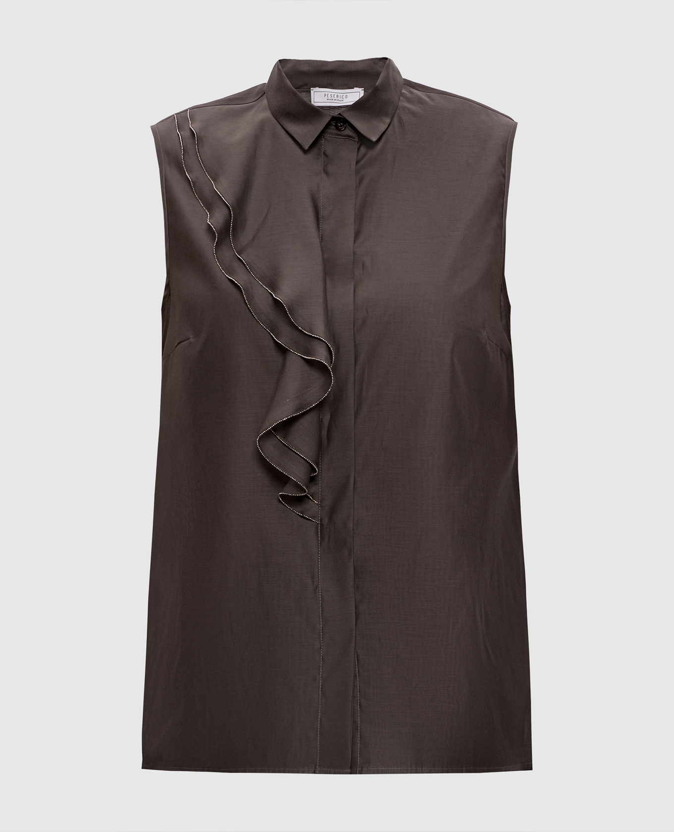 

Коричневые блузки с шелком с цепочкой мониль, Коричневый, Блузы