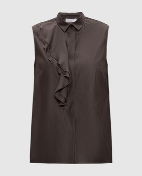 Peserico Коричнева блуза з шовком з ланцюжком моніль A0811608372