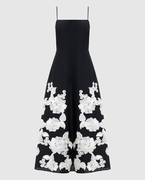 Simkhai Чорна сукня міді Annabella Soutache з льоном 1261197SW