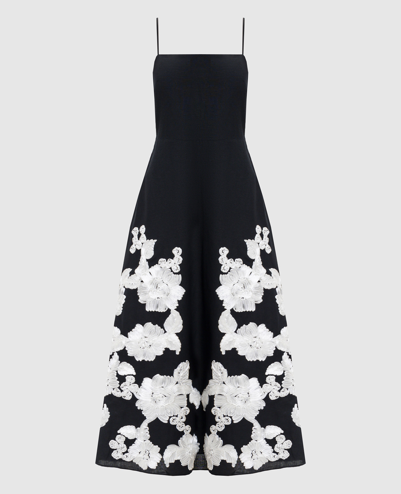 Черное платье миди Annabella Soutache с льном