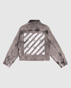 Off-White Дитяча сіра джинсова куртка з принтом логотипа 44GYE002F5D001