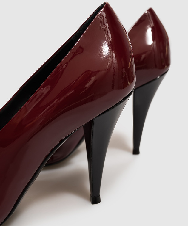 Givenchy Бордовые кожаные лакированные туфли BE405UE1K6 изображение 5