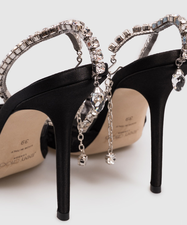 Jimmy Choo Черные слингбеки Saeda с кристаллами SAEDA100GQV изображение 5