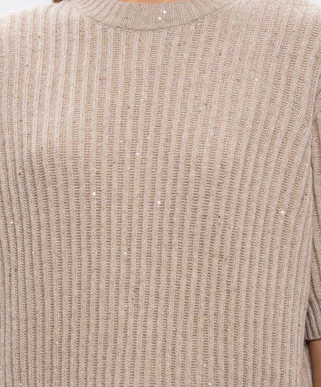 Brunello Cucinelli Бежевый вязаный топ MBM753520 изображение 5