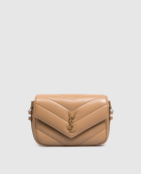 Saint Laurent Бежевая кожаная сумка кросс-боди LOULOU 873156AAEAX