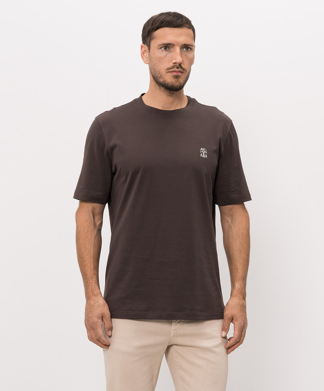 Brunello Cucinelli Коричнева футболка M0B138440 зображення 3