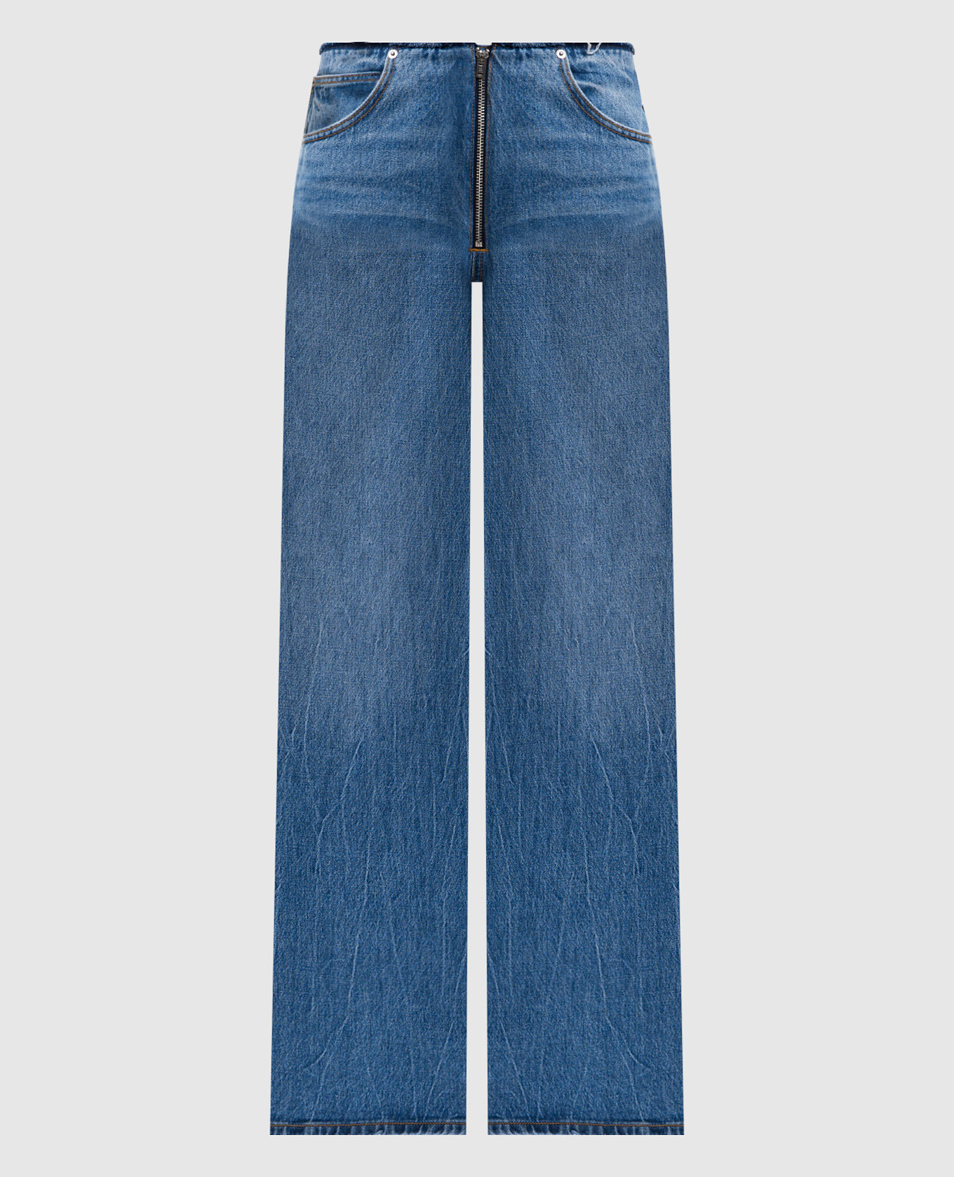 

Синие джинсы с эффектом потертости, Синий, Широкие джинсы