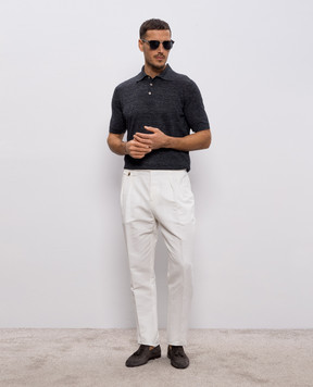 Brunello Cucinelli Серое поло с леном M2L00315