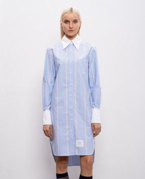 Thom Browne Блакитна сукня-сорочка в смужку FDSF50CF0662
