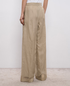 Max Mara Бежевые штаны OLIVI из шелка MXEOLIVI