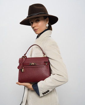 Gianni Notaro Бордова шкіряна сумка-сетчел Dollaro 099DOLLAROORO