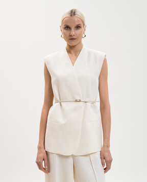 Fabiana Filippi Жакет кольору айворі з льоном GCD276F660D544