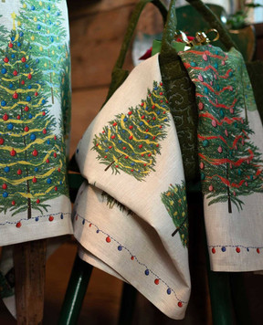 TESSITURA TOSCANA TELERIE Серое кухонное полотенце FAIRY TREES из льна NC210031080037