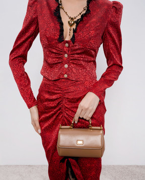 Dolce&Gabbana Коричнева шкіряна сумка крос-боді My Sicily BB7864B7321