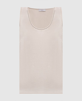 Peserico Бежевий топ з ланцюжком моніль A0848106638