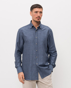 Stefano Ricci Синя сорочка з льоном MC007956R1964