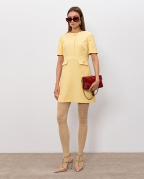 Valentino Желтое платье мини из шерсти и шелка 9B3VAL251CF