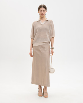 Peserico Бежевий топ з коміром-поло S99113F129056T