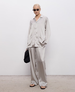 Maison Margiela MM6 Сірі штани із шовком в піжамному стилі MJH220050