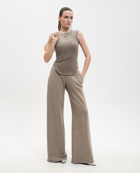 Off-White Коричнева майка в рубчик з вишивкою логотипа 2AD26XS26JER001