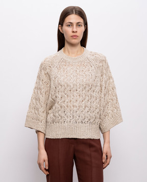 Brunello Cucinelli Бежевий джемпер з шовком та льоном MEA371100