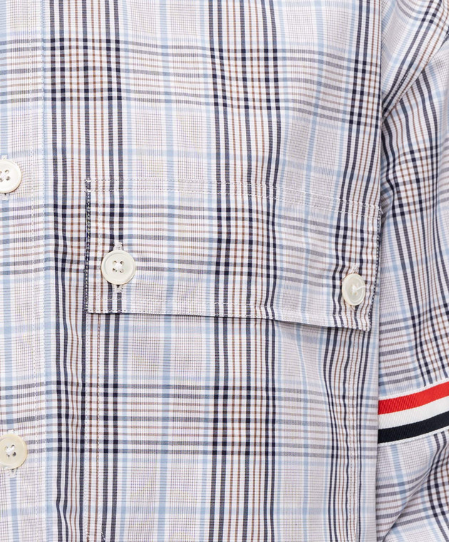 Thom Browne Рубашка в клетку с нашивкой логотипа MWL430OF1098 изображение 4