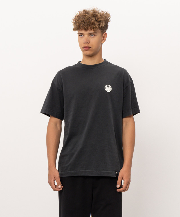 Palm Angels Черная футболка с брендированной нашивкой PAMAA001JR010 изображение 3