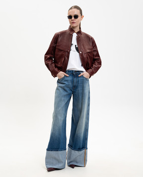 Babe Pay Pls Бордовая кожаная куртка 2508AMAZON