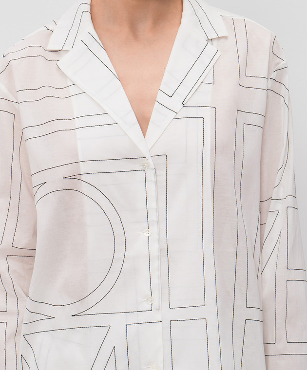 Toteme Белая рубашка с вышивкой монограммы 243WRT976FB0239 изображение 5