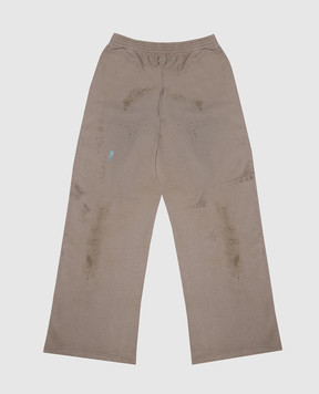 Maison Margiela MM6 Дитячі коричневі спортивні штани в принт у вигляді плям фарби M61015MM07K