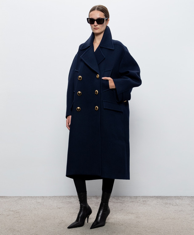 Balenciaga Голубое двубортное пальто из шерсти 872232TUU16 изображение 2