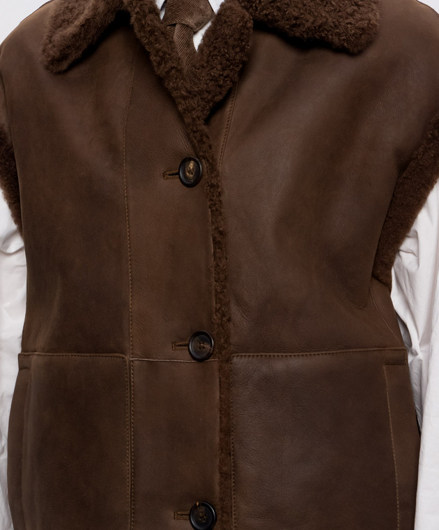 Brunello Cucinelli Коричневый двухстронный жилет MPMBP7464P изображение 5