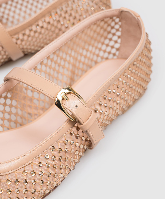 Stuart Weitzman Бежеві балетки Bareitall з кристалами SN800 зображення 5