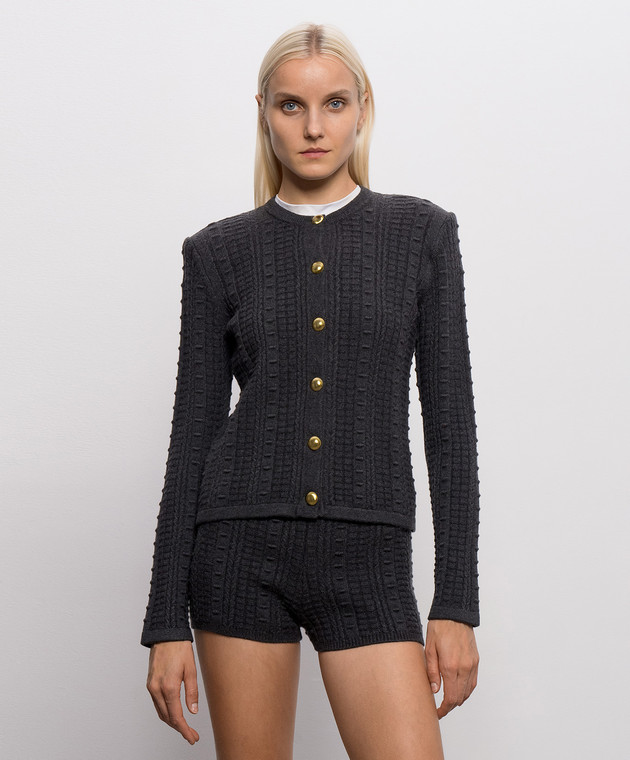 Twinset Темно-серый кардиган с фактурным узором 262TP3101 изображение 3