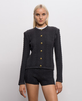 Twinset Темно-серый кардиган с фактурным узором 262TP3101